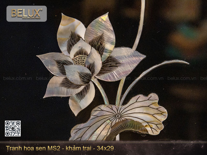 Tranh hoa sen khảm trai MS2 kt 34x29cm&nbsp;